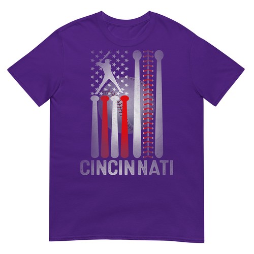Retro Cincinnati American Flag Distressed Baseball Fans T-Shirt - Picture 5 of 17