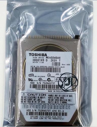 TOSHIBA MK4026GAX 40GB Hard Disk Drive HDD 2.5" 16MB 5400RPM PATA Laptop Disk - Picture 2 of 4