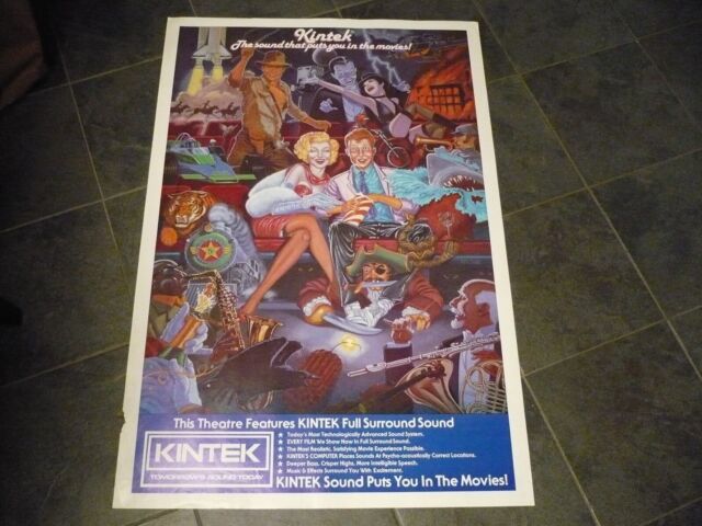 RARE Vintage KINTEK Poster Advertising Theater Movie Full Surround Sound
