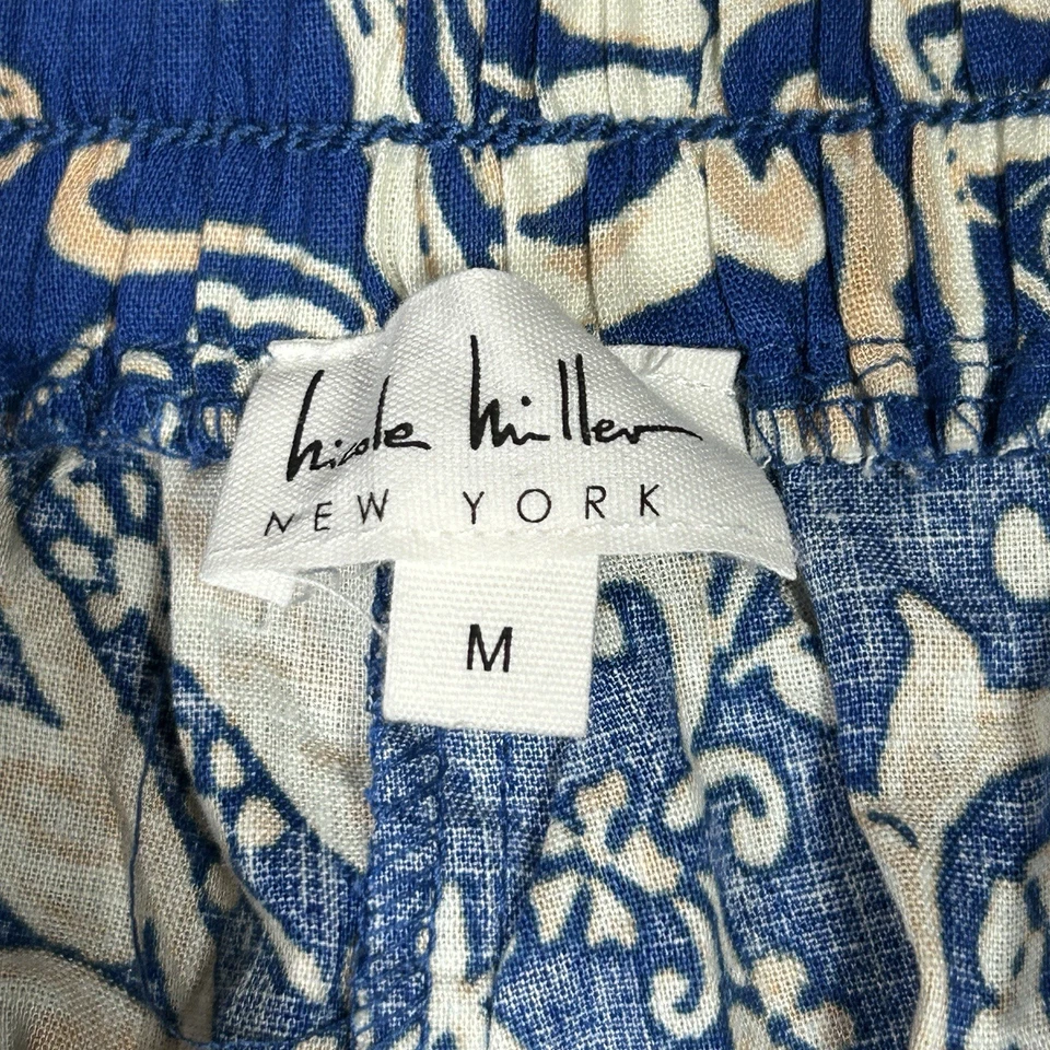 Pantalones Nicole Miller para mujer medianos azules cachemira anchos boho resort wear ligeros Foto 4 de 4