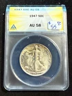 1947 WALKING LIBERTY HALF DOLLAR ANACS AU 58 989