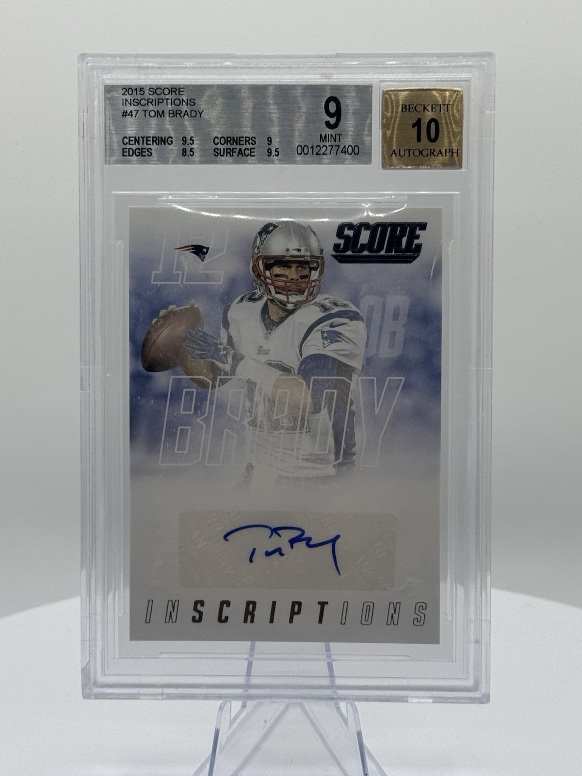 2015 Score Inscriptions Tom Brady Auto BGS 9 / Auto 10 Patriots