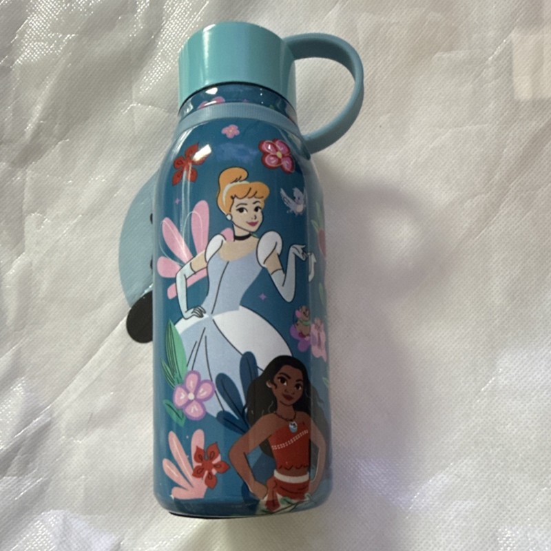 Disney Princess Stainless Steel Water Bottle Blue Cinderella Moana Belle Ariel