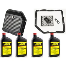JEGS 61180K Black Finned Aluminum Transmission Pan Kit TH350 Includes: (1) Filte