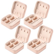 Neveika Portable Travel Mini Jewelry Box Leather Jewellery Ring pink