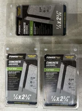 3 PACKS PowerPro 377390 Black Flat Head Screws Concrete Anchors 1/4 x 2-3/4"