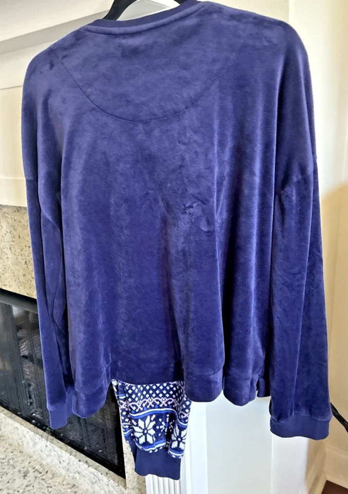 Acogedor conjunto de ropa de dormir suave para dama Nautica, azul con copos de nieve, talla: XL Foto 2 de 4