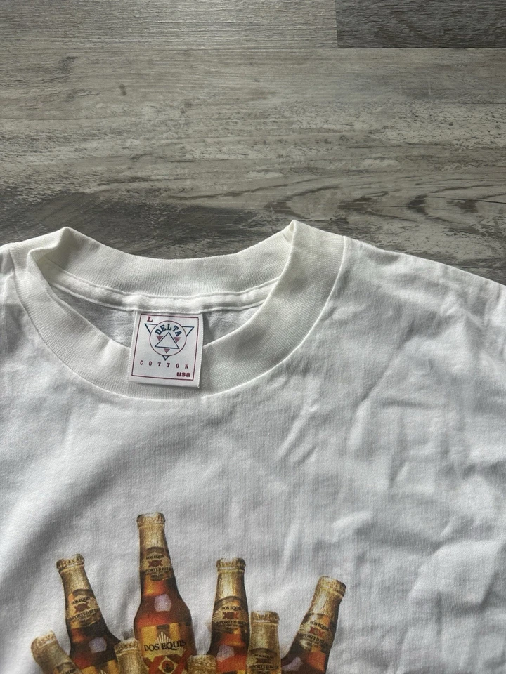 Camiseta De Colección Dos Equis Adulto Talla XL Verde Manga Corta Puntada Única Cerveza Foto 4 de 4