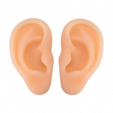 2PCS Realistic Silicone Ear Models Soft Left Right Fake Ears for Piercing Pr
