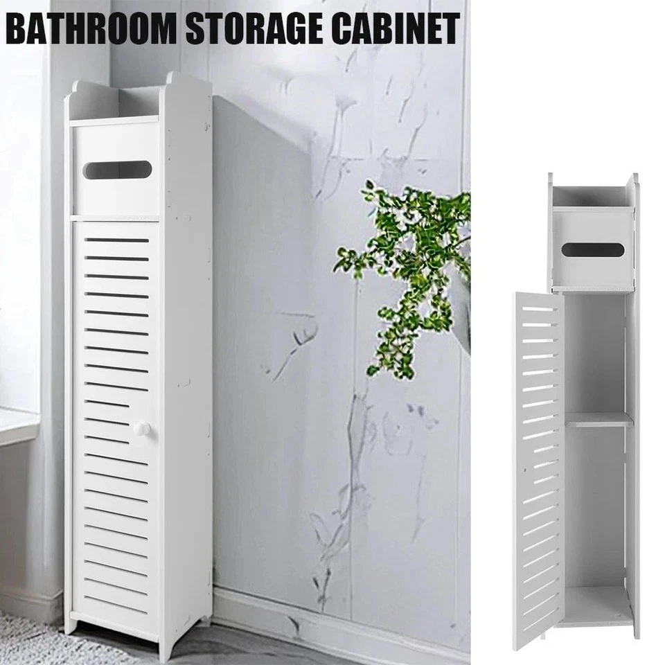 Waterproof Bathroom Storage Cabinet Free Standing Cabinet Organizer Unit White