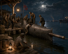 The H L Hunley Prepares to Depart Civil War Art/696714822