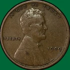1909-VDB Lincoln Wheat Cent Very Fine VF Coin, Scratch #33727