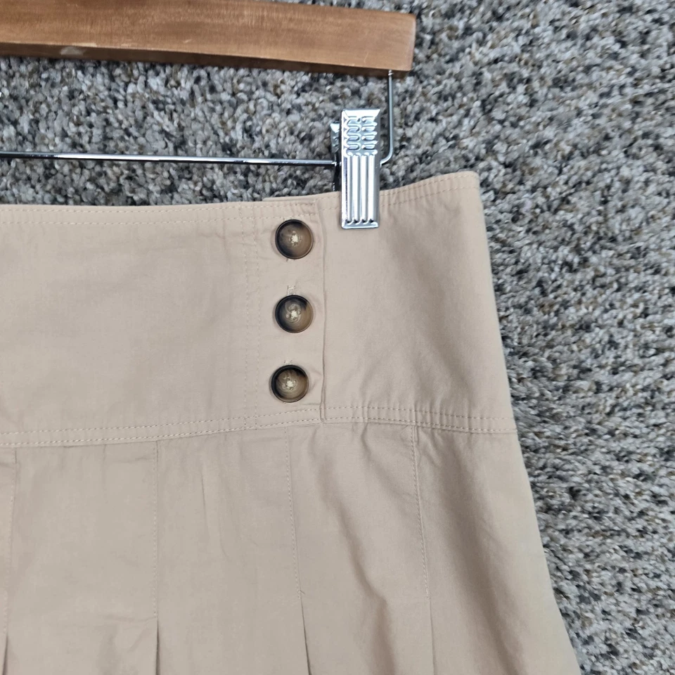 Minifalda Anthropologie para mujer 14 caqui plisada cremallera botón acento Y2K informal Foto 2 de 4