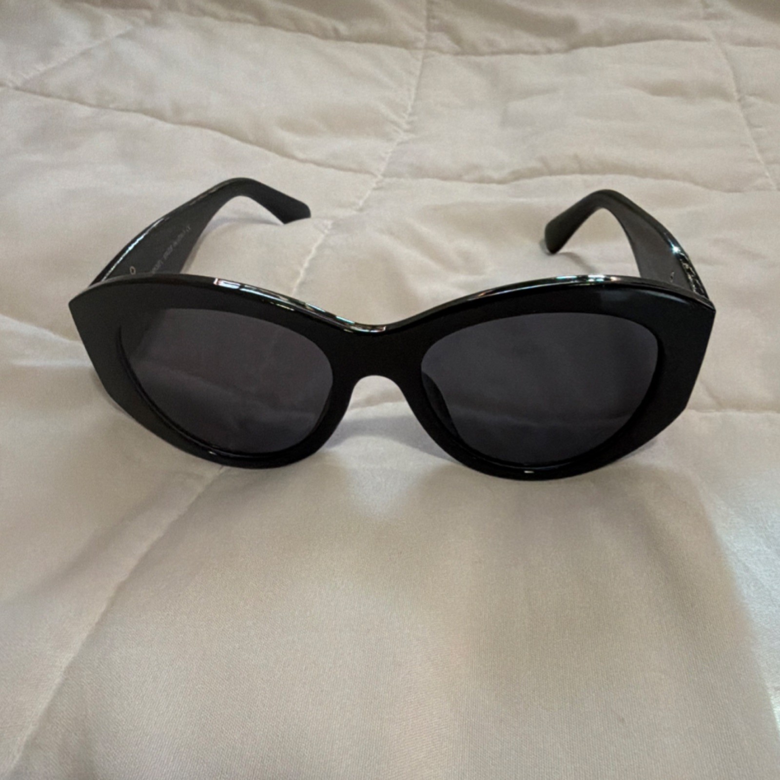 Chanel 6004 Cat Eye Sunglasses Women's Black Solid Pattern Plastic Frame