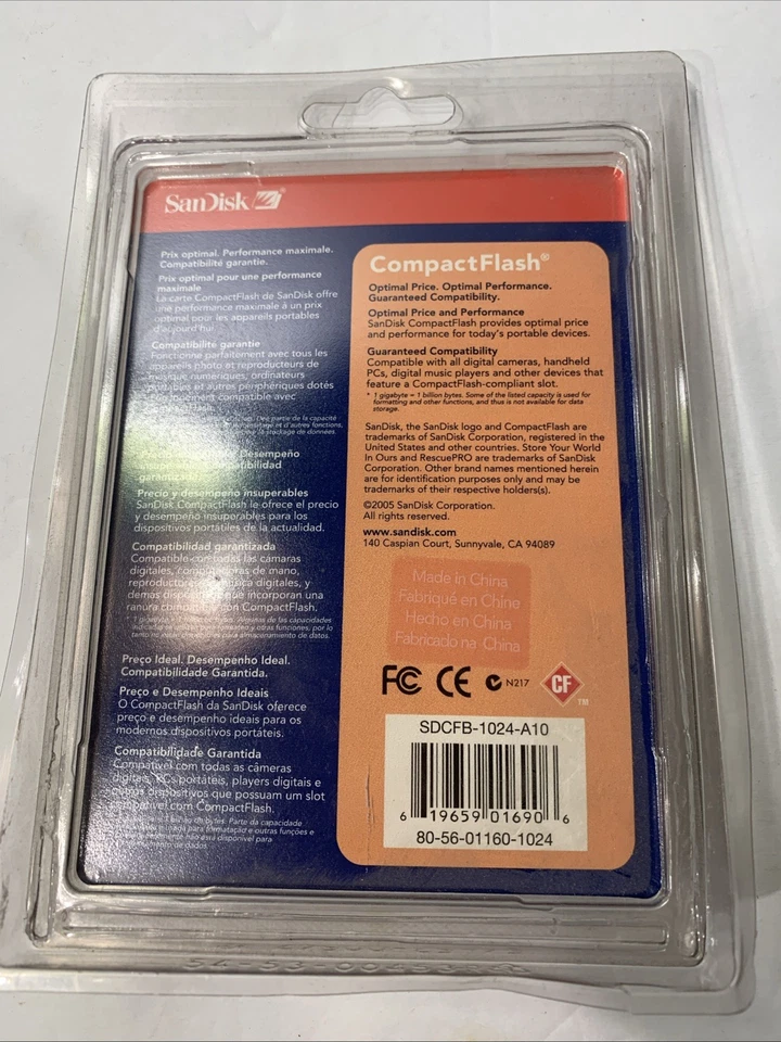 SanDisk 1 GB CF Type 1 Card CompactFlash (SDCFB-1024-A10)  - Image 2 of 2