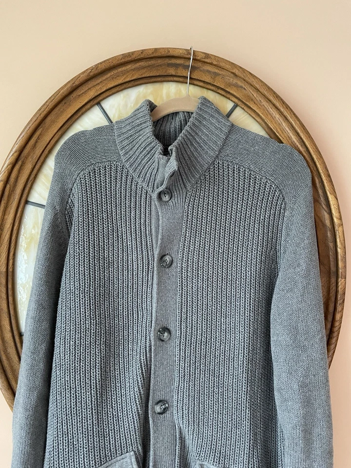 Cárdigan suéter vintage bajo 100 % algodón con bolsillos con botones para hombre X/L. Hecho en Estados Unidos Foto 2 de 4