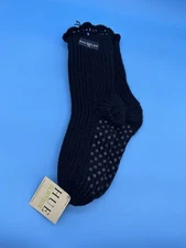 NWT Women's Hue Slip’r Sox Cozy Thick Slipper Socks One Size Black Fuzzy Lining