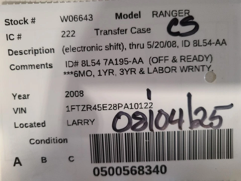 Transfer Case Warner 1354 Electric Shift Fits 06-10 MAZDA B-4000 2123368 - Image 3 of 4