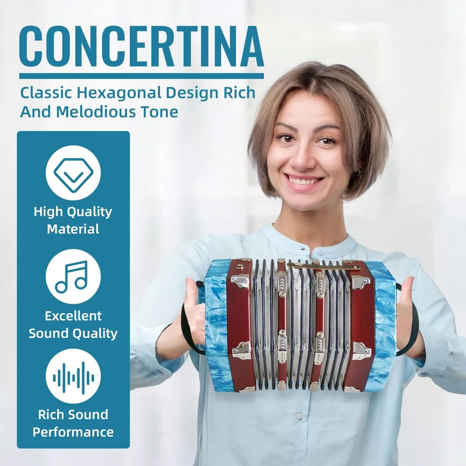 Concertinas, 20 Botones Acordeón Para Adultos Acordeón Profesional para Principiantes... Foto 2 de 4