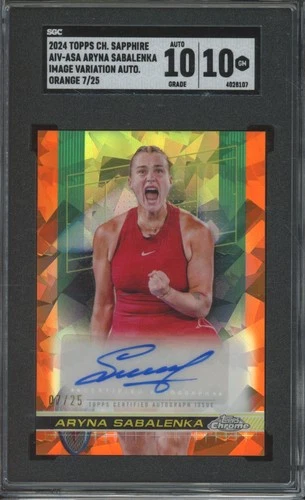2024 Topps Chrome Sapphire Orange Aryna Sabalenka /25 Gem Mint SGC 10 10 Auto