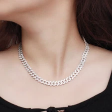 Punk Hip Hop Sparkling White Adjustable CZ AAA+ Zircon Cuban Chain Link Necklace