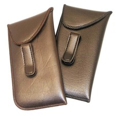 2 Pk Black  Brown Pocket Glasses Case With Clip Shirt Pocket Soft Glasses Case