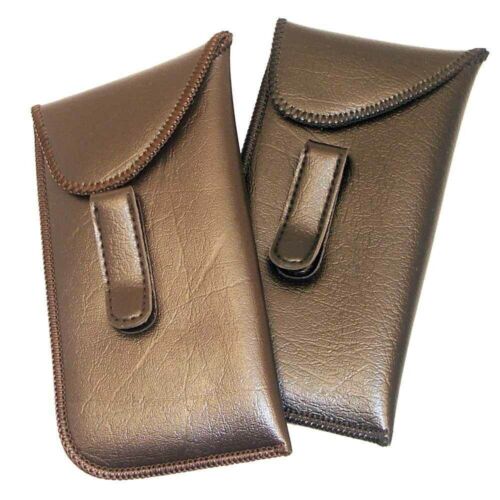 2 Stück Schwarz & Braun Taschen Brillenetui mit Clip Hemdtasche Weich Brillenetui