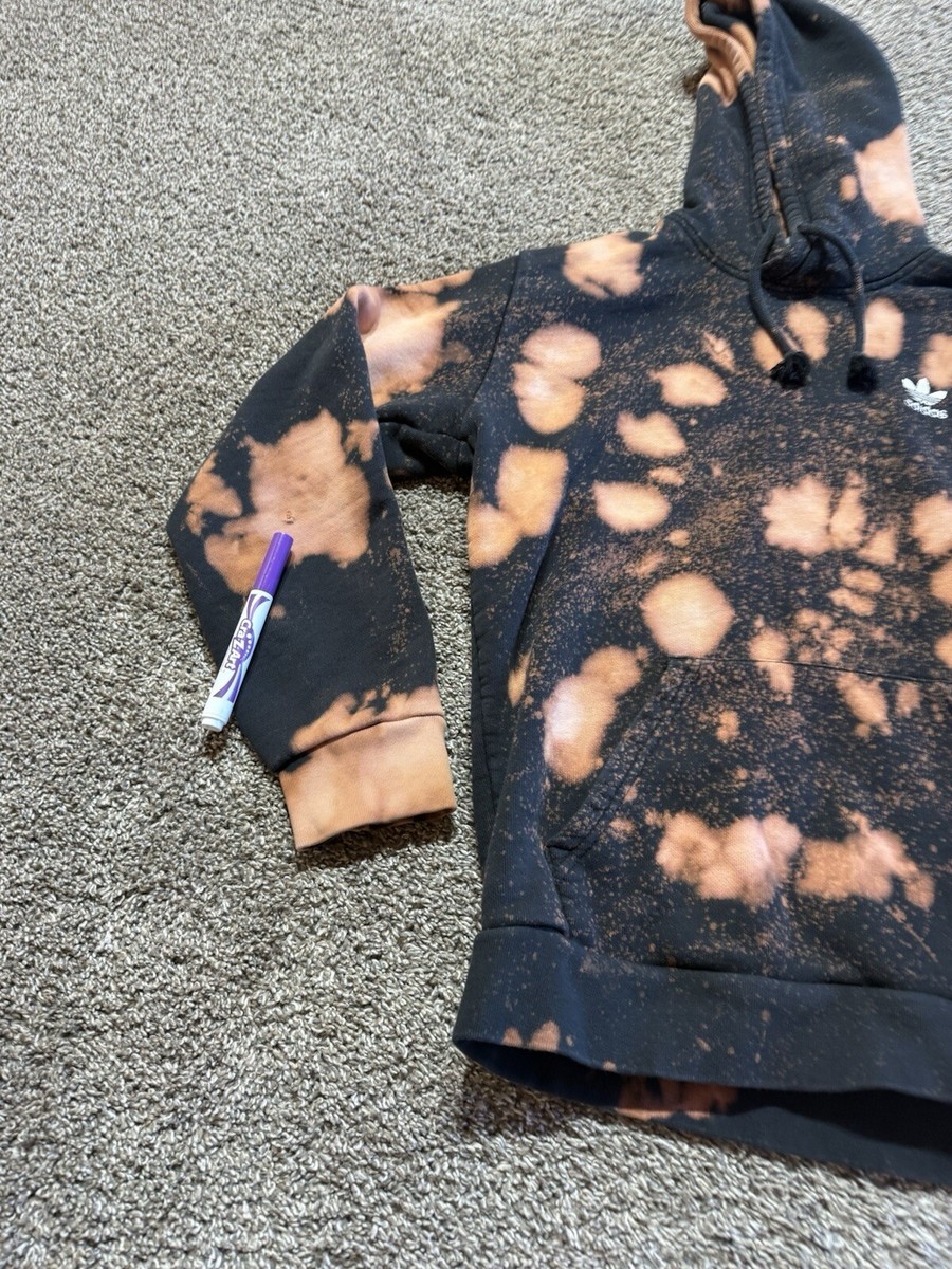Adidas Mens Hoodie Pullover Size Small Bleach Dyed Black