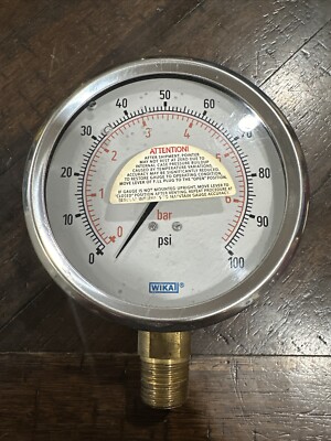 WIKA 0-100 psi 6.9 bar pressure gauge 4  dial