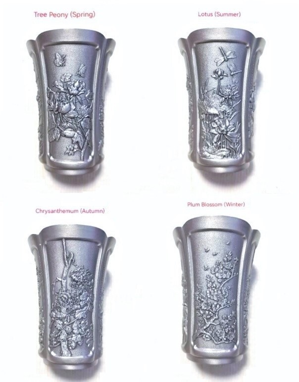 Royal Selangor Pewter Four Seasons Tumblers Cups Beakers New in