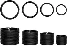 40 Pack Key Ring Keychain Mix 4 Sizes Black Metal Flat Split Key Chains Rings