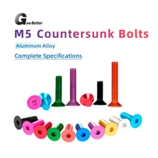M5 Flat/Countersunk Allen Hex Socket Screw Bolts- Anodised Alloy Aluminium Screw