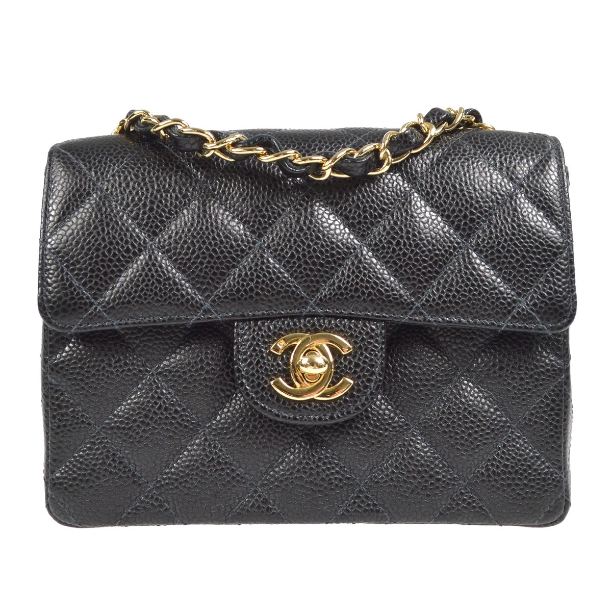 Chanel Black Quilted Caviar Square Mini Classic Flap Bag