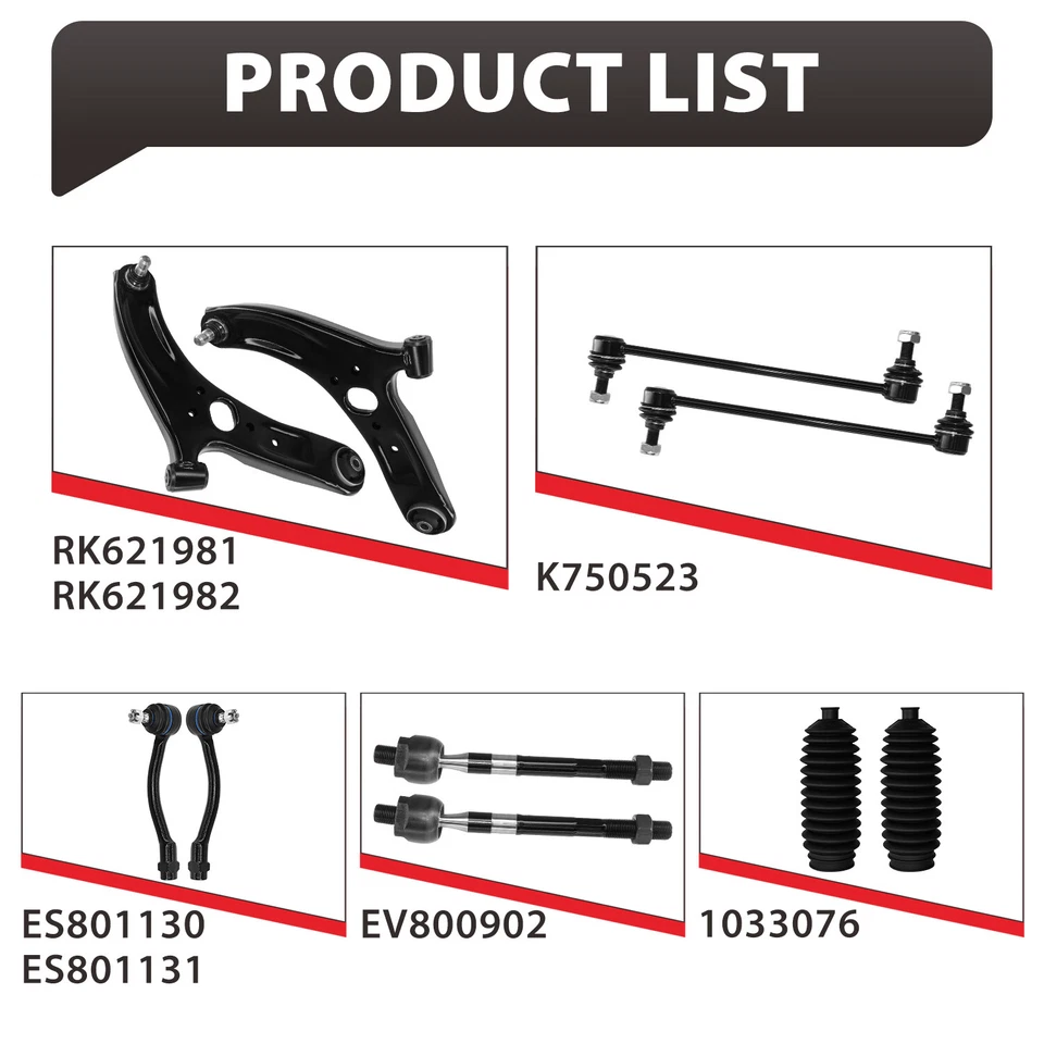 10 rótulas de brazo de control inferior del lado del conductor delantero del pasajero para Kia Rio 2012-17 Foto 3 de 4
