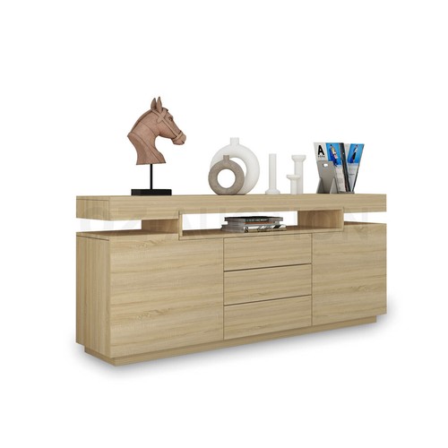 Modern Buffet Sideboard Cabinet & Coffee Table Storage Cupboard White Black Oak - Picture 37 of 44