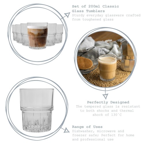 Duralex Empilable Stackable Juice Water Glasses Tumblers Set 200ml - Set of 6 - Picture 2 of 5