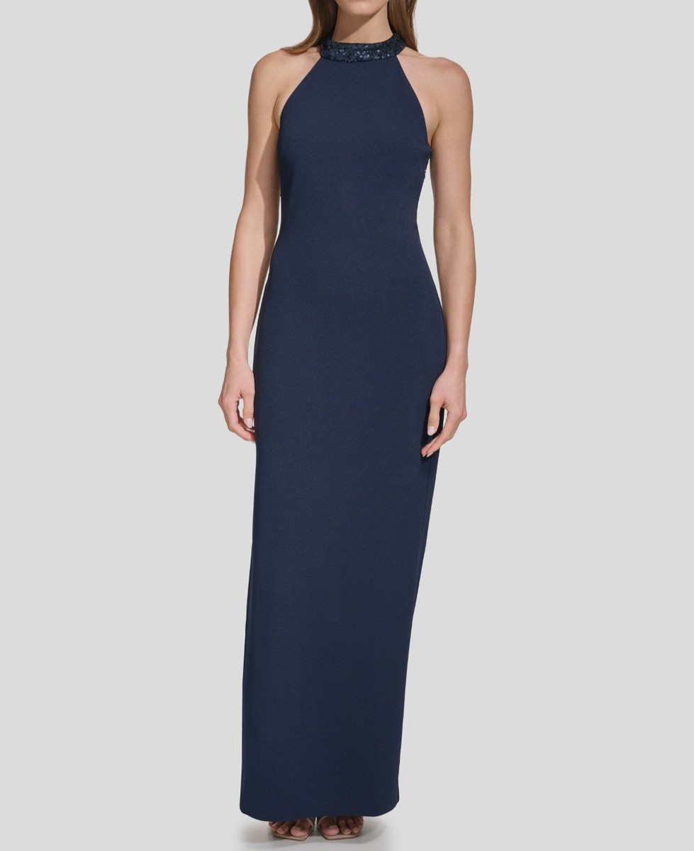 green emerald velvet dress Vince Camuto Size 12 Navy Mother of Bride Dress – Bridal Sense main image 1