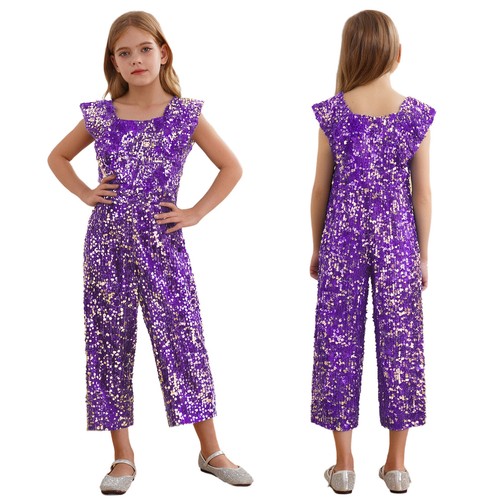 Girls Special Occasion Dress Dazzling Sparkly Outfit Fashion-forward Jumpsuit - Picture 36 of 64