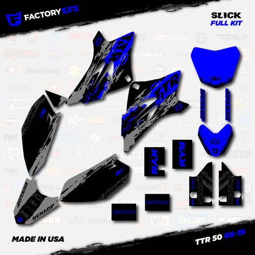 Gray & Blue Slick Racing Graphics kit fits 2006-2025 YAMAHA TTR50 TTR 50 06-25 - Foto 2 di 5