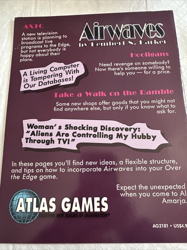 NUEVO Atlas Games Airwaves Over the Edge AG2101 RPG Un juego de aventura - Imagen 2 de 3