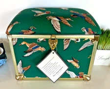 NEW DUCK WILDLIFE FABRIC, WOOD LINED, HINDGED SEWING STORAGE BOX DECO TRUNK Co.