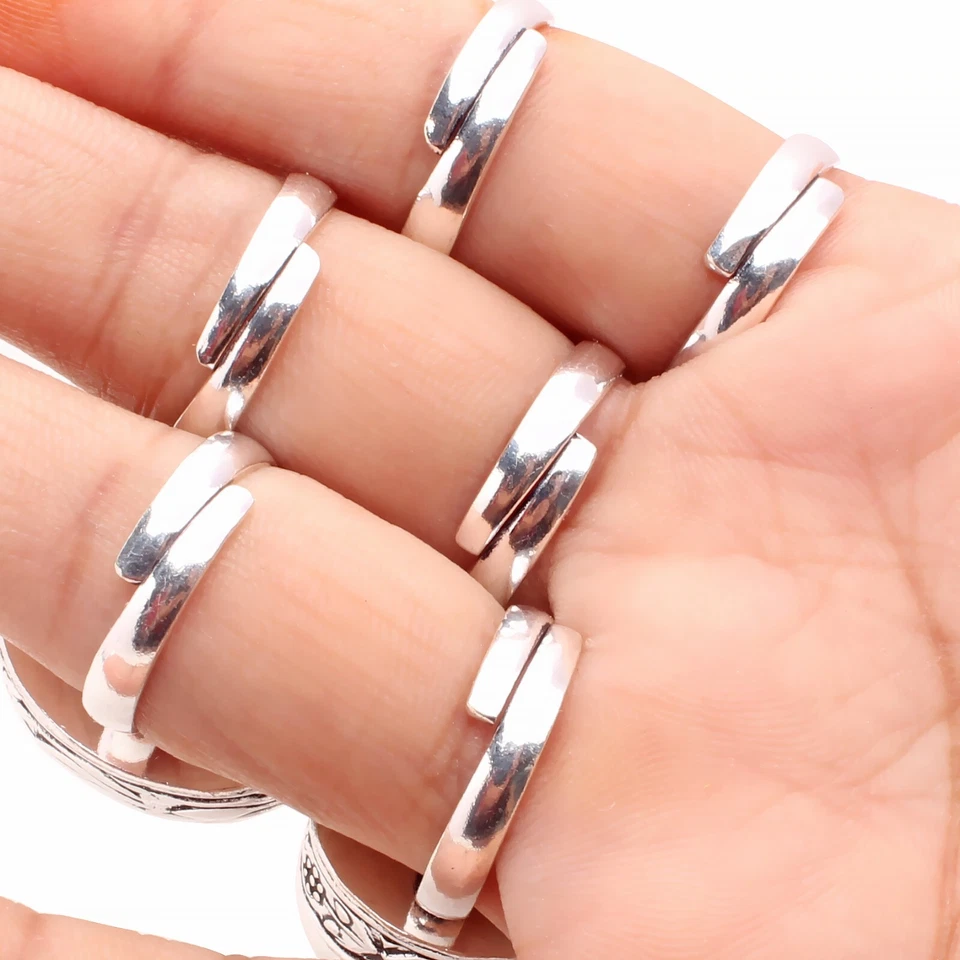 Versilbert Handmade Schmuck Verstellbar Ringe für Damen Großhandel Menge 10 Pcs - Bild 4 von 4