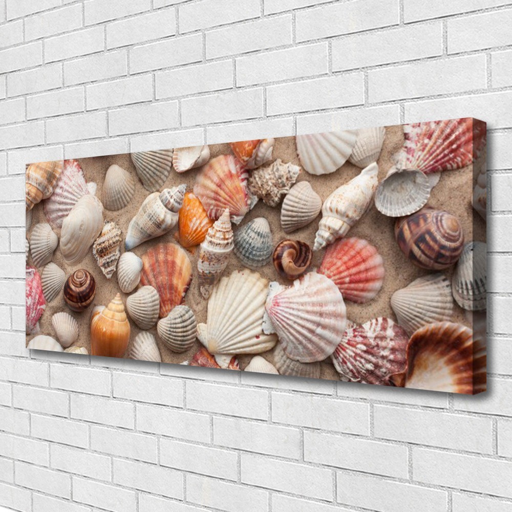 Impression sur toile prestige 125x50 art coquillages avec châssis en bois noble pour suite parentale