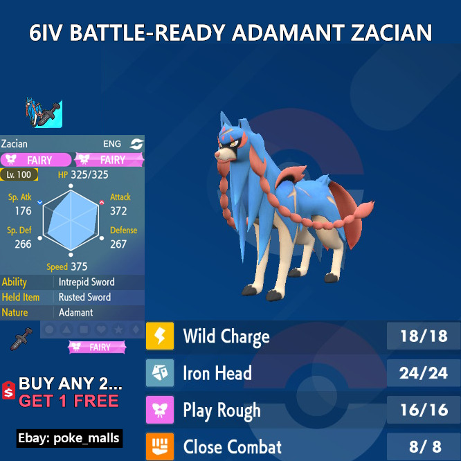 Pokemon Sword & Shield - ZACIAN & ZAMAZENTA (6 IVS COMPETITIVE) PACK