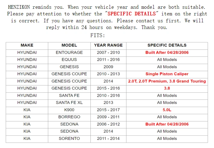 Pastilla de freno trasera de cerámica para Kia Sorento 2011-2014 2,4 L 3,5 L EX LX SX OE Spec Foto 2 de 3