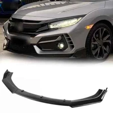 Front Bumper Lip Glossy Black Splitter Spoiler Body Kit For Honda Civic 2016-21