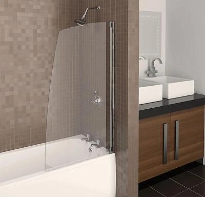 AQUALUX Bath Screen Shower Screen Over Bath Polished Silver Finish 770 x 1375mm