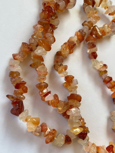 Long Carnelian Orange White Stone Nugget Bead Necklace - 34 inches long x 0.5 in - Picture 8 of 10