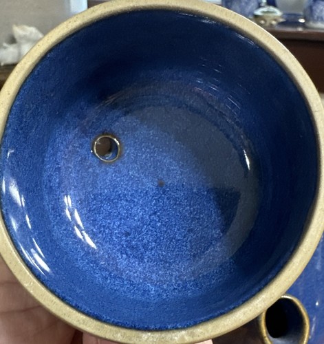Denby Langley English Stoneware Blue Coffee Pot w/ Lid Vintage MCM - Picture 6 of 8