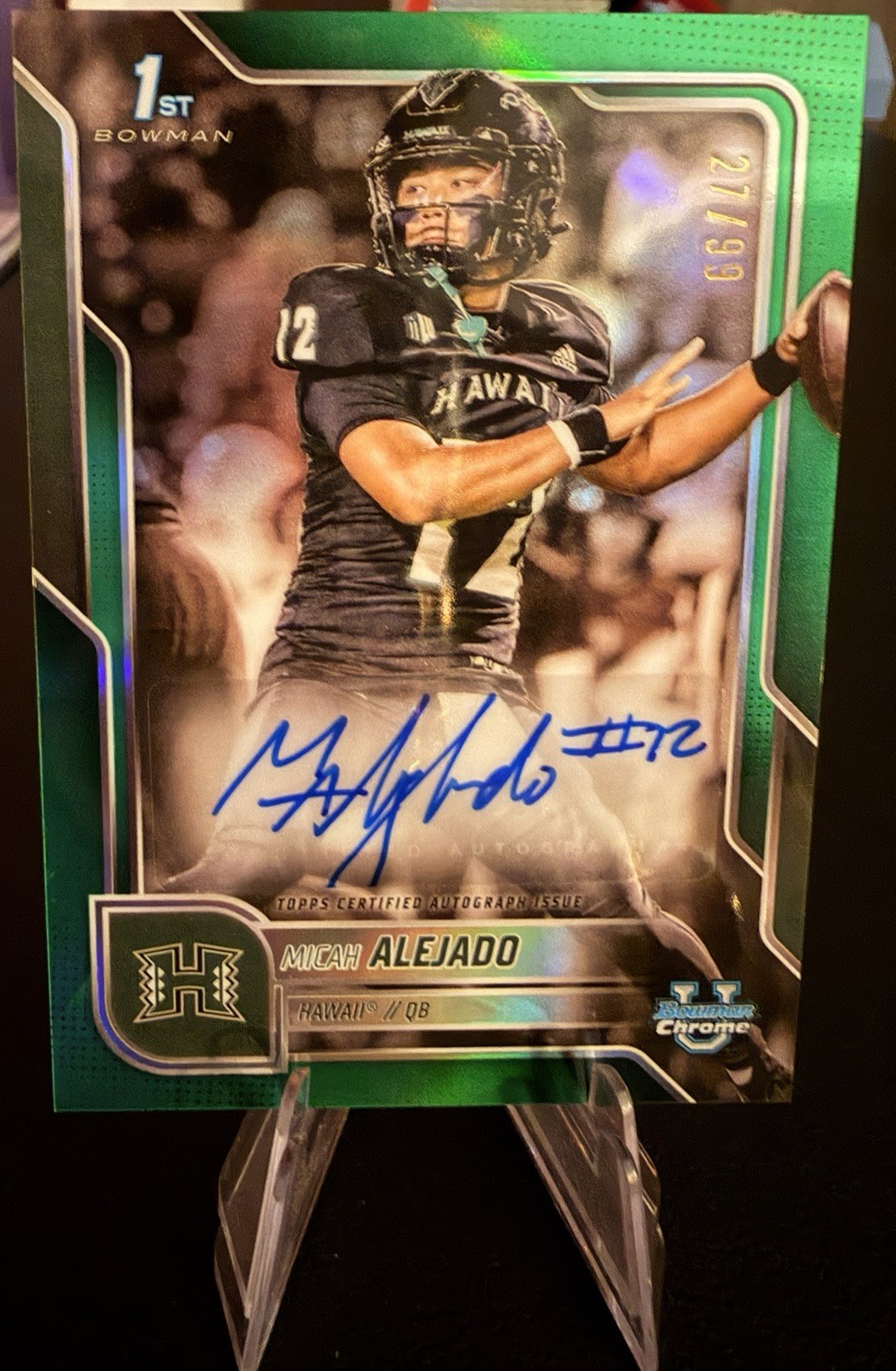 2025 Bowman Chrome 1st University BCA-MA Micah Alejado Green Refractor /99 Auto